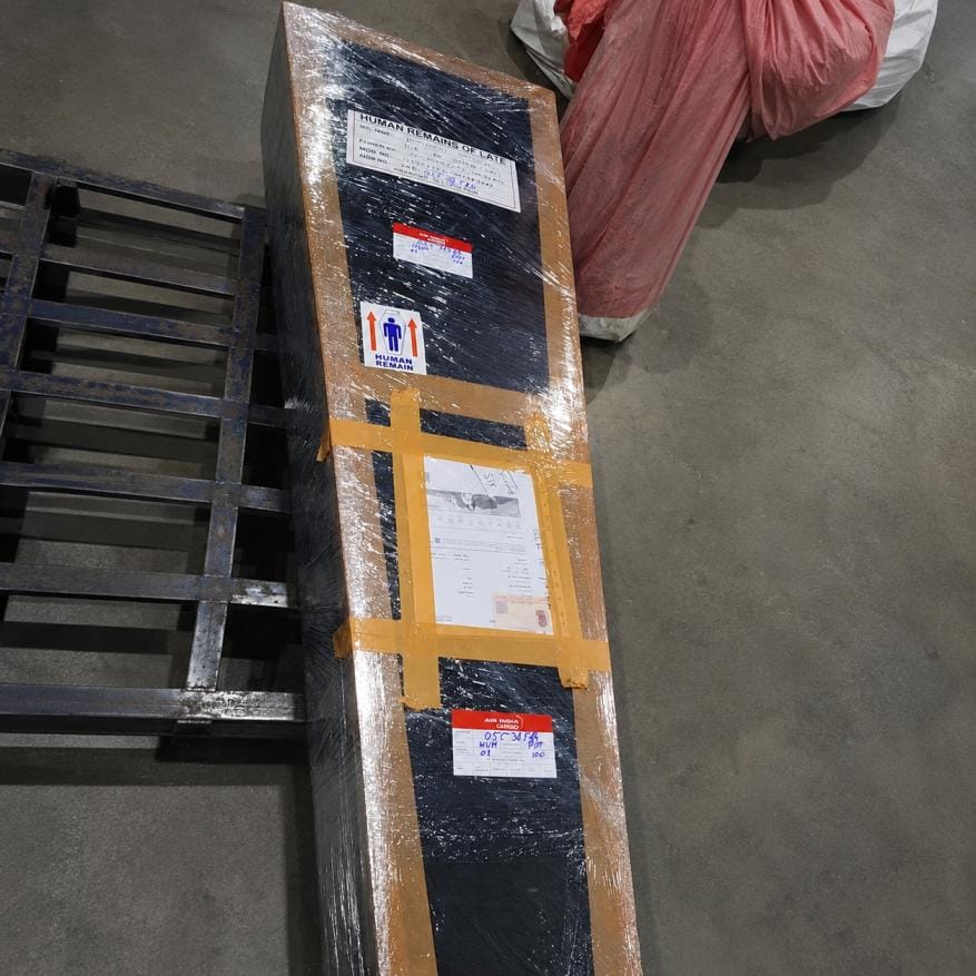 Dead body transportation from Bangalore to Pune via air cargo with sealed coffin box and required documentation